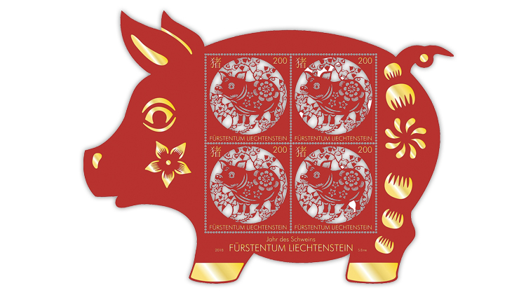 liechtenstein-2019-year-of-the-pig-stamp-pane