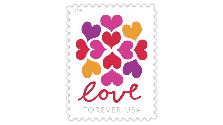 Love Hearts Blossom forever stamp