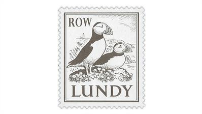 lundy-2023-puffins-on-coast-local-post-stamp