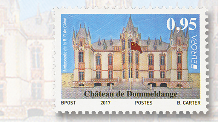 luxembourg-dommeldange-castle-europa-stamp