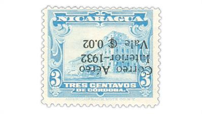 nicaragua-1932-airmail-stamp-inverted-overprint