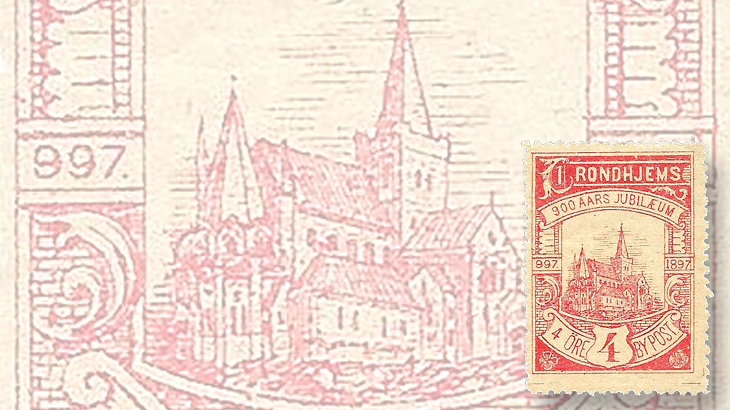 nordic-stamp-scene-trondheim-norway-by-post-local-post-900th-anniversary-cathedral