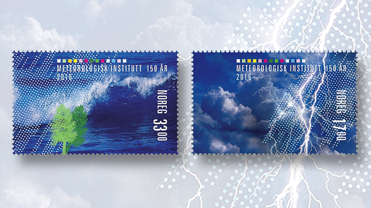 norway-weather-stamps-wave-trees-thunderstorm