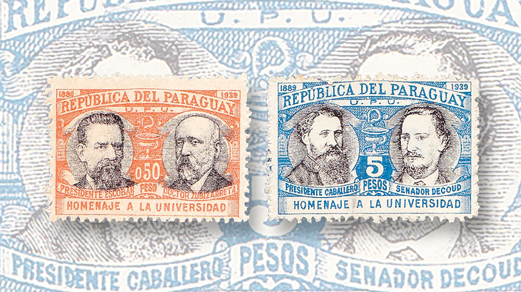 paraguay-50th-anniversary-national-university-stamps-1939