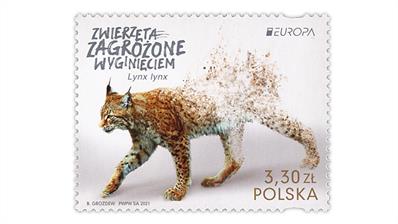 poland-2021-europa-eurasian-lynx-stamp