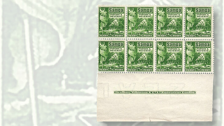 samoa-hut-and-flag-stamp-block