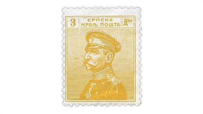 serbia-1914-olive-yellow-king-peter-karageorge-stamp