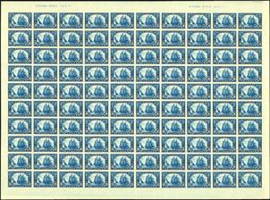 sheet-of-100-canadas-1959-50-dark-blue-bluenose-stamp