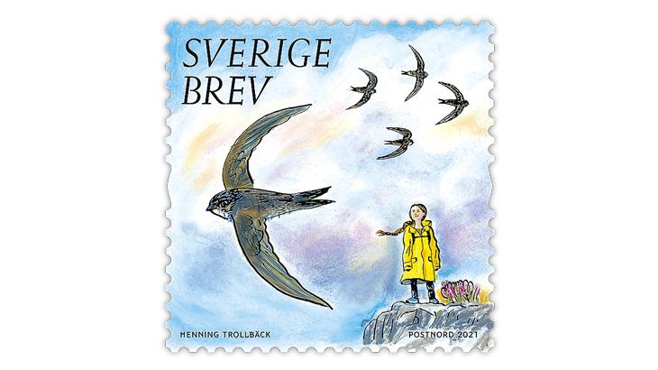 sweden-2021-precious-nature-greta-thunberg-stamp