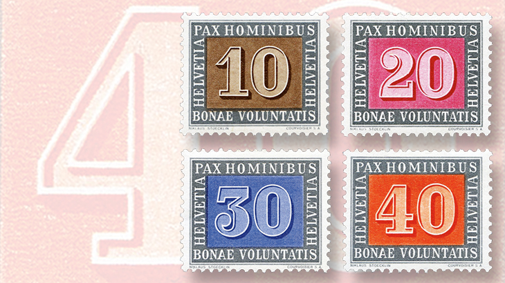 switzerland-1945-peace-set-5-centime-40c-numeral-stamps