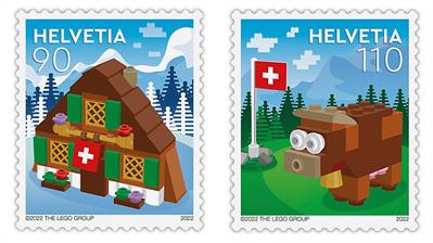 switzerland-2022-lego-group-chalet-cow-stamps