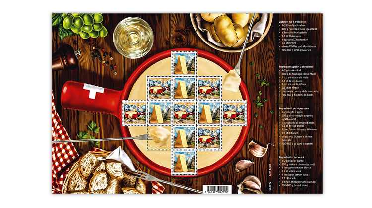 Switzerland Fondue stamp pane of 12