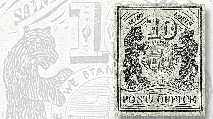 ten-cent-st-souis-bears-on-gray-lilac-paper-with-large-margins