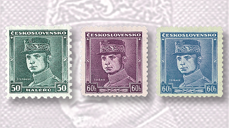 three-definitive-milan-stefanik-stamps