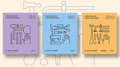 tools-on-stamps-of-liechtenstein