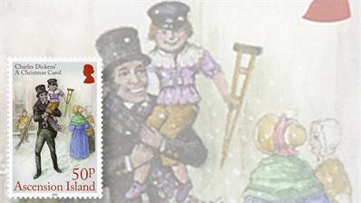 topics-on-stamps-charles-dickens-a-christmas-carol-ascension-island-tiny-tim-scrooge