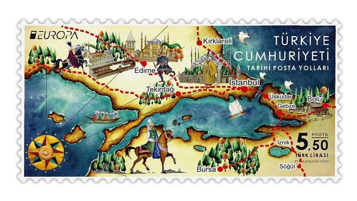 turkey-2020-europa-ancient-postal-routes-stamp