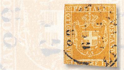 tuscan-1860-three-lire-ocher-stamp