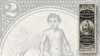 two-cent-black-centaur-private-die-proprietary-revenue-stamp