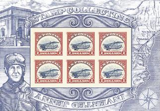 two-dollar-upright-jenny-invert-stamp-pane