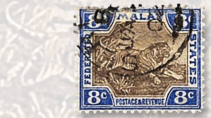 ultramarine-gray-1901-malaya-tiger-stamp