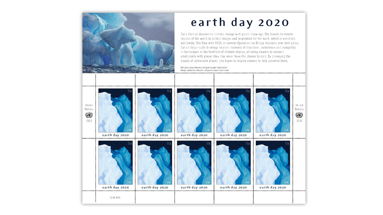 united-nations-2020-earth-day-stamp-pane-artist-zaria-forman