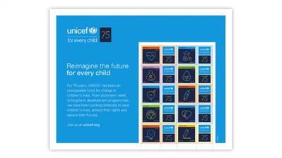 united-nations-2022-unicef-75th-anniversary-stamps-pane