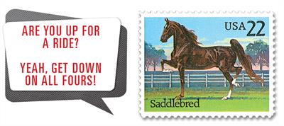 united-states-1985-saddlebred-stamp-august-cartoon-caption-contest-winner