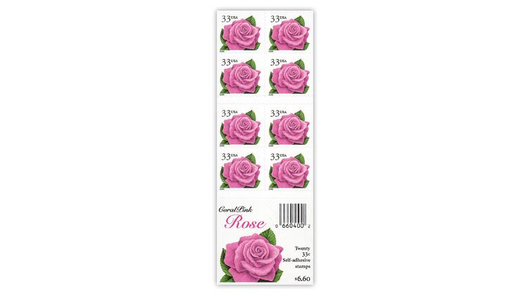 united-states-2000-coral-pink-rose-booklet-pane