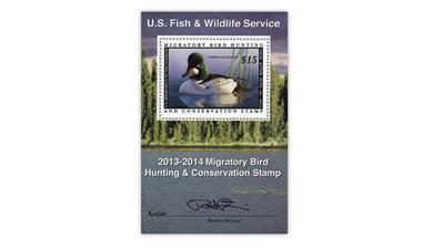 united-states-2013-signed-common-goldeneye-duck-stamp-souvenir-sheet