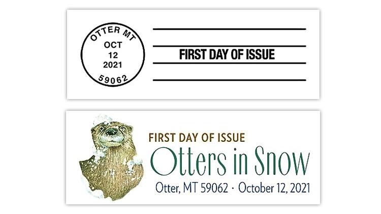 united-states-2021-otters-in-snow-stamps-first-day-cancels