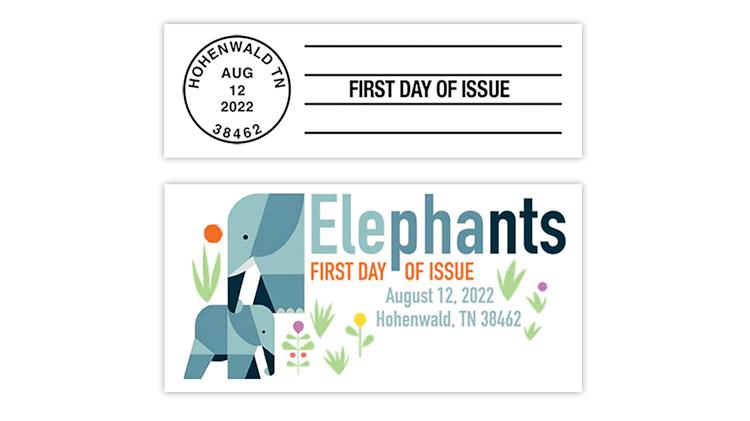 united-states-2022-elephants-commemorative-stamp-postmarks