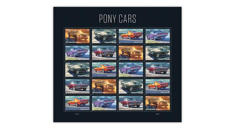 united-states-2022-pony-cars-stamps-pane