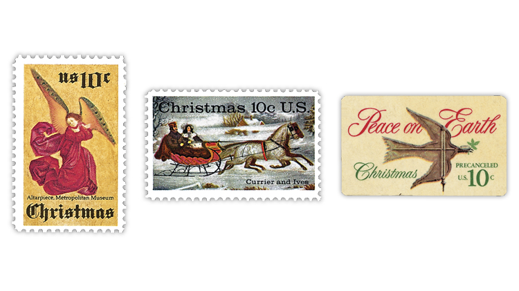 united-states-angel-currier-and-ives-dove-weather-vane-christmas-stamps