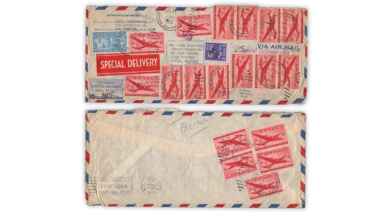 united-states-dc-4-skymaster-airmail-stamp-cover-new-york-england