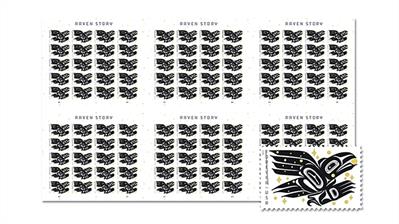 united-states-raven-story-stamp-no-die-cut-press-sheet