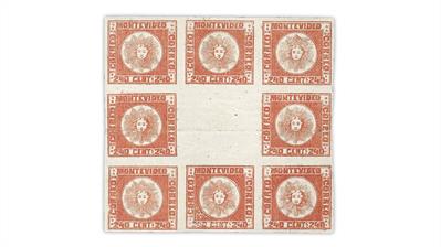 uruguay-1858-240-centesimo-stamp-block