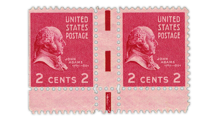 us-stamp-notes-1938-john-adams-prexie-pair