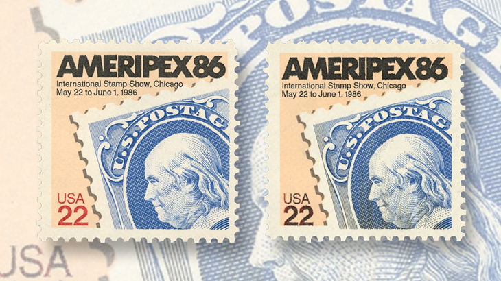 us-stamp-notes-ameripex-86-denomination-color-change