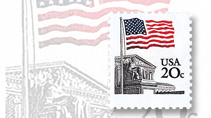 us-stamp-notes-flag-over-supreme-court-genuine