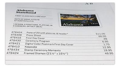 usa-philatelic-catalog-alabama-statehood-pane