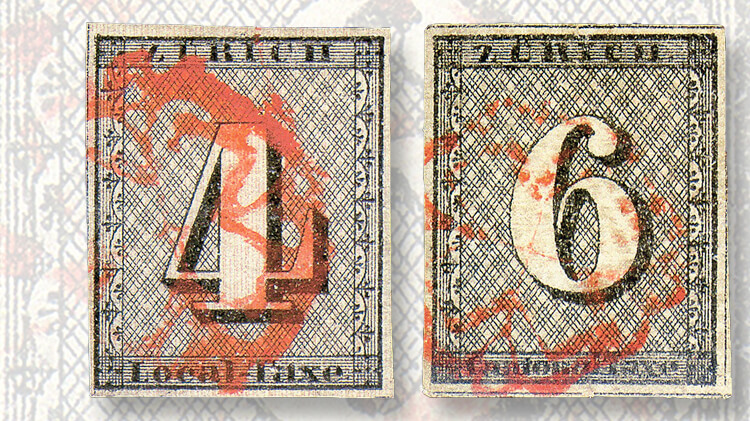 zurich-four-rappen-six-rappen-cantonal-stamps